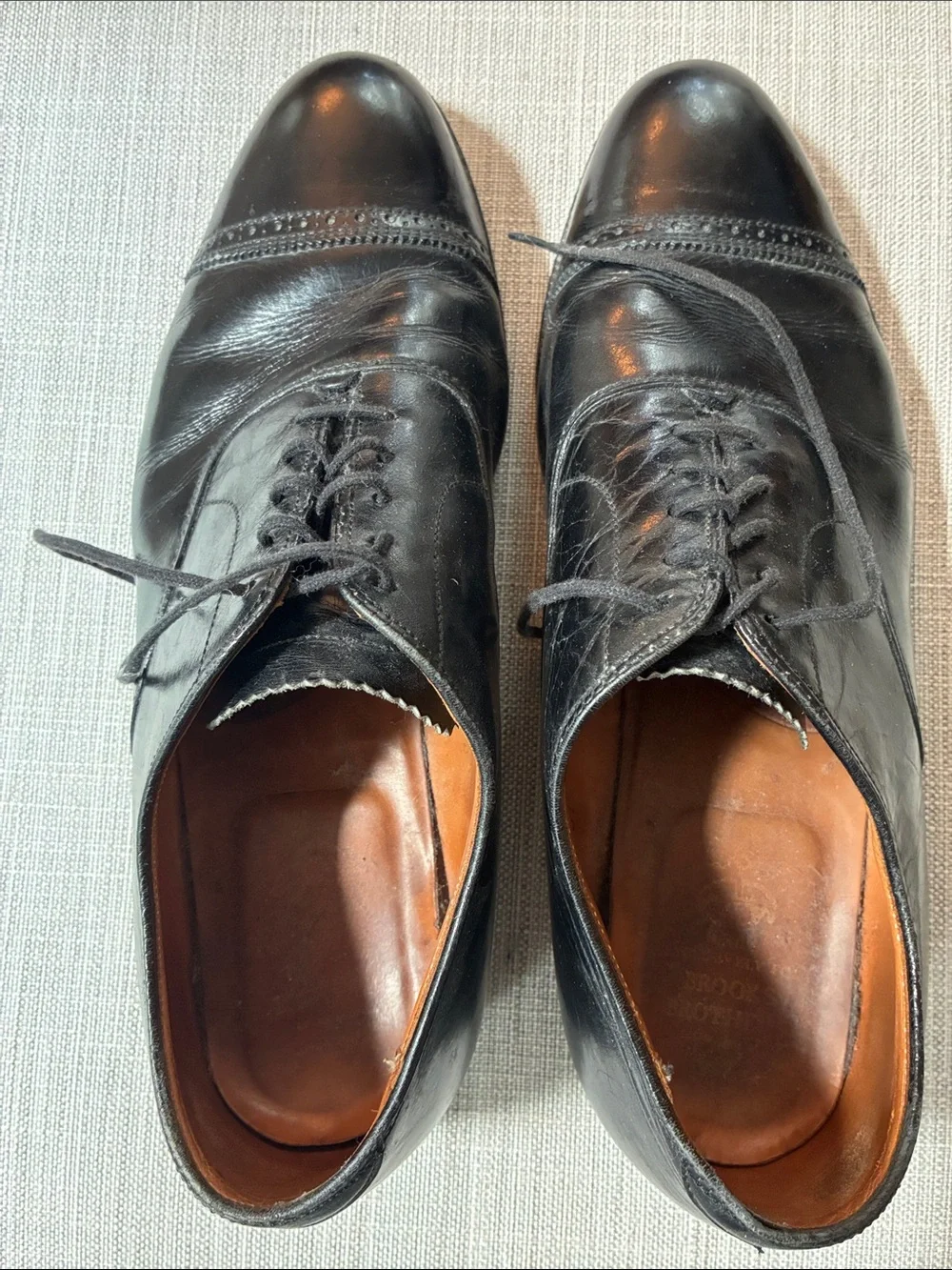 Men's Black Leather Cap-Toe Derby Dress Shoes